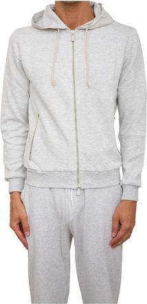Eleventy Grijze Hoodie Sweatshirt - Heren - Vesten met rits - Grijs - XL - Katoen - Hoodies & sweatvesten