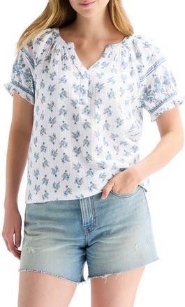 Lucky Brand Floral Puff Sleeve Top in White Multi at Nordstrom Rack, Size X-Small