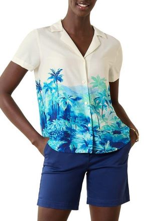 Tommy Bahama Oceanside Views Silk Camp Shirt in Coconut at Nordstrom, Size Medium
