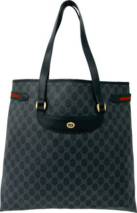 Gucci Black Green Red Color Leather Pvc Tote Bag (Pre-Owned)