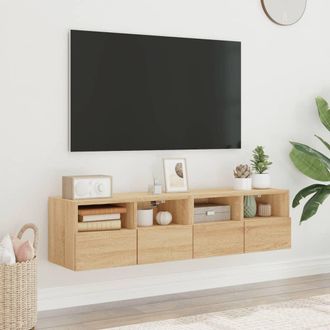 vidaXL Vidaxl - Muebles De Tv De Pared 2 Uds Madera Roble Sonoma 60x30x30 Cm