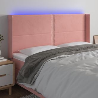 vidaXL Cabecero Con Led De Terciopelo Rosa 163x16x118/128 Cm Vidaxl