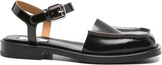 Moschino Black Silk and Nylon Strappy Sandals