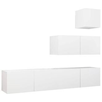Berkfield Home 4 Piece TV Cabinet Set White Engineered Wood