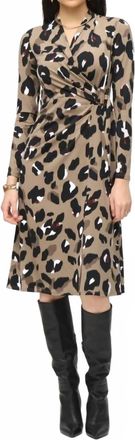 Joseph Ribkoff Animal Print Faux Wrap A-Line Dress In Black/multi