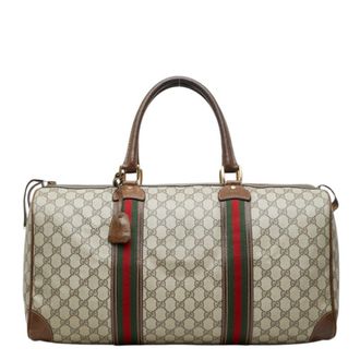 Gucci Beige Brown Pvc Leather Boston Bag (Pre-Owned)