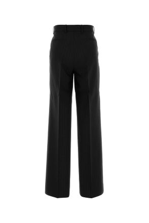 Gucci Womens Embroidered Wool Pant Black T Woolmother Pearl Pantaloni
