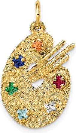 Diamond2Deal 14k Yellow Gold Multi-color CZ Stones Artist Palette Charm Pendant