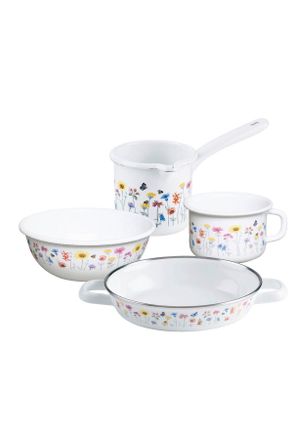 Riess Kochtopfset, Mehrfarbig, Metall, 4-teilig, 0,8 l, 23.80x17.30x41.60 cm, geschmacksneutral, PFOA-frei, Hohlgriffe, nachhaltig, PFAS-frei, hitzebest&auml;ndi