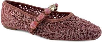 Kenneth Cole Zeta Stones Embellished Knit Ballet Flat in Rose Gold Knit at Nordstrom, Size 6.5