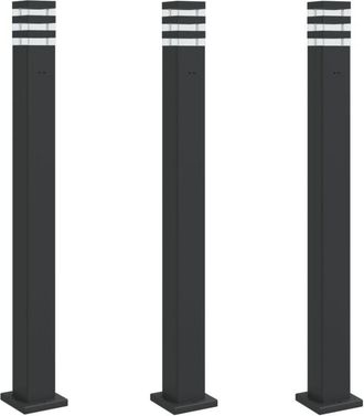 vidaXL Lámparas suelo exterior con enchufe 3 uds aluminio negro 110 cm Vidaxl