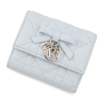 Dior Light Blue Leather Wallet (Tri-Fold) (Pre-Owned)