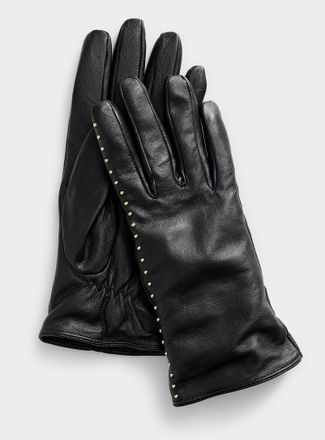 Ichi Womens Studded genuine leather gloves