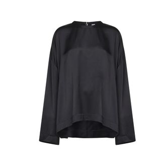 Toteme Overhemden, Dames, Zwart, S, Trui met ronde hals