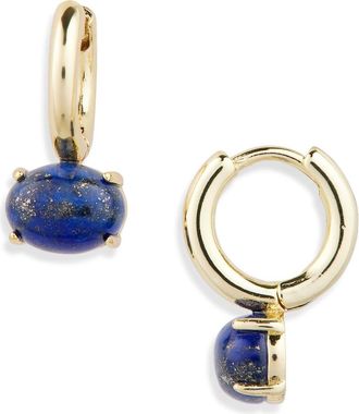 Nordstrom Demi Fine Oval Stone Huggie Hoop Earrings in Lapis- Gold at Nordstrom