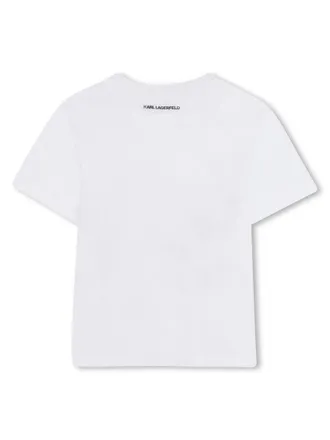 Karl Lagerfeld Logo-Embroidered Cotton T-Shirt - White