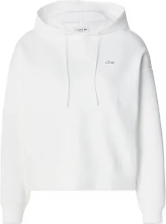 Lacoste White Oversized Minimalist Hooded Sweatshirt