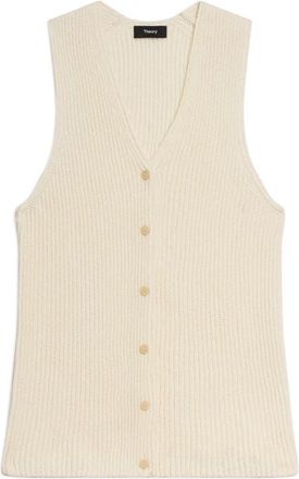 Theory Cotton Sweater Vest in Ivory at Nordstrom, Size X-Small
