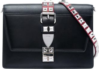 Prada Pre-owned Prada City Calf and Saffiano Studded Elektra Crossbody Ladies TC8GAQKCJF42KDM1
