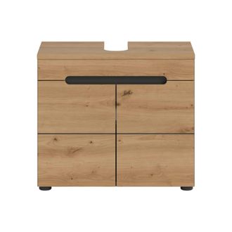 Calicosy Mueble bajo lavabo de 2 puertas con efecto roble y gris a63 cm