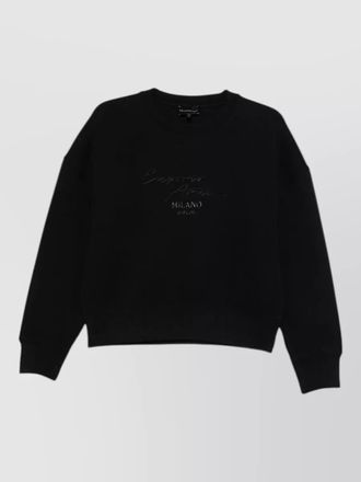 Emporio Armani cotton crew neck sweatshirt ribbed trims
