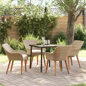 vidaXL Conjunto De Comedor De Jard&iacute;n 5 Pcs Beige Rat&aacute;n Sint&eacute;tico Vidaxl