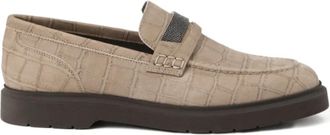 Brunello Cucinelli Beige Leren Instaploafers - Dames - Loafers - Beige - 37 1/2 EU - Schoenen