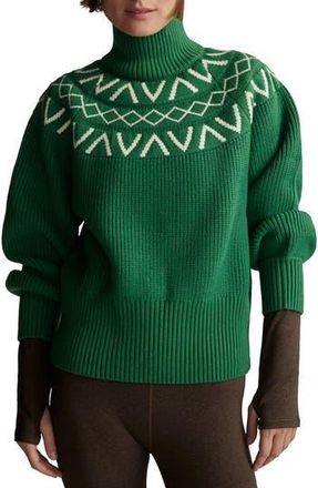 Varley Marcie Fair Isle Mock Neck Sweater in Verdant Green at Nordstrom Rack, Size X-Large
