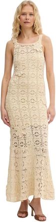 Pinko Juncus Jurk - Dames - Maxi kleedjes - Beige - M - Katoen - Kleedjes