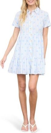Blu Pepper Floral Stripe Short Sleeve Cotton Shirtdress in Blue at Nordstrom Rack, Size Medium
