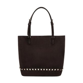 Valentino Garavani Bolso Tote Peque&ntilde;o Rockstud de Ante - Bags - Mujer - Marr&oacute;n - ONE SIZE