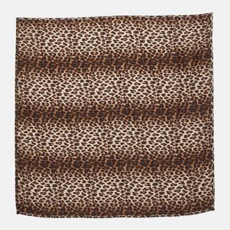 Lanvin Brown Animal Print Satin Square Scarf