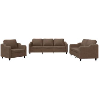 vidaXL Vidaxl - Juego De Sof&aacute;s Con Cojines 3 Piezas Tela Marr&oacute;n
