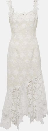 Oscar De La Renta Floral lace-trimmed tweed midi dress