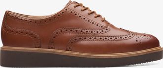 Clarks Glickly Brogue Donkerbruine Leren Schoenen
