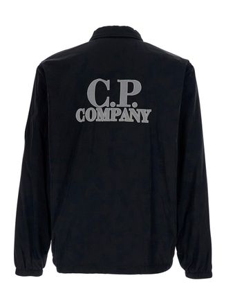 C.P. Company Mens Zip Jacket Chrome-R Zipped Lens Black Polyamide Coat