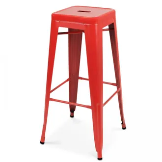 Oviala Taburete de bar de metal rojo mate