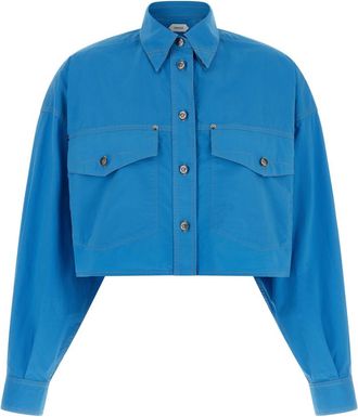 Versace Blue Oversized Solid Shirt