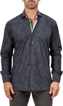 Maceoo Eins Marthy Contemporary Fit Cotton Button-Up Shirt in Black at Nordstrom, Size 6