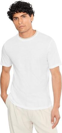 Vince Loose Knit Double Collar Short Sleeve Crew Mens T Shirt Optic White/Parchment : LG, Cotton