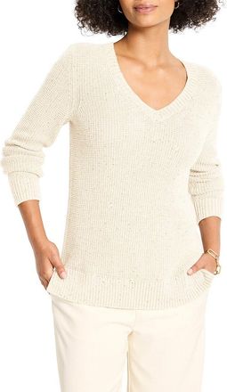 Nic+Zoe Nic+Zoe Petite Shimmer Waffle V-Neck Sweater