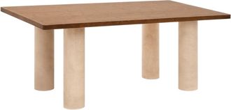 Deco Wood Mesa comedor rectangular marrón oscuro y microcemento beige 160cm