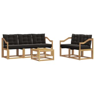 vidaXL Conjunto De Sof&aacute;s De Exterior Con Coj&iacute;n 6 Pcs Blanco Y Negro Vidaxl