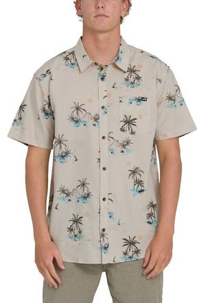 Billabong Sundays Short Sleeve Cotton Blend Button-Up Shirt in Fog at Nordstrom, Size X-Large