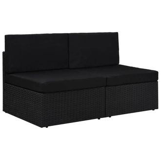 vidaXL Vidaxl - Sof&aacute; Seccional De 2 Plazas De Rat&aacute;n Sint&eacute;tico Negro