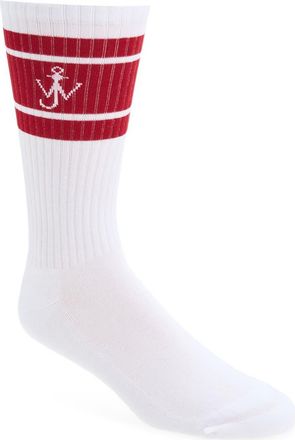 J.W.Anderson Sports Anchor Logo Crew Socks in White/red at Nordstrom, Size Medium/large