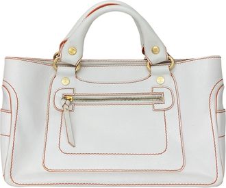 Celine Orange White Leather Handbag Tote Bag (Pre-Owned)