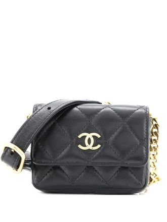 Chanel CC Flap Resin Pearl Chain Quilted Lambskin Mini belt bag - Nero