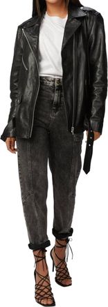 Zeynep Arcay Oversized Leather Biker Jacket In Black