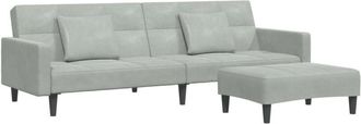 vidaXL Vidaxl - Sof&aacute; Cama De 2 Plazas Con Taburete Terciopelo Gris Claro